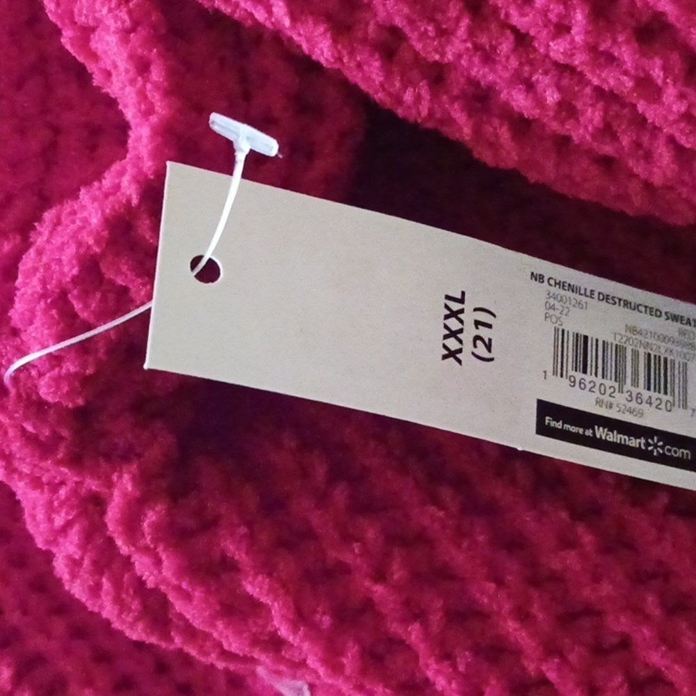 No Boundaries Fringe Sweater Red Yarn Knit Crew Neck Casual Womens XL - Picture 8 of 8